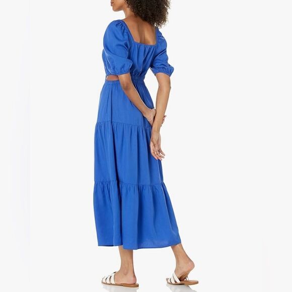 The Drop Anaya Maxi Dress | Square Neck, Cut-Out, Tiered, 3X, Dazzling Blue - Picture 2 of 13